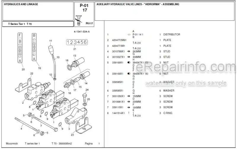 Photo 1 - McCormick T70 Parts Catalog Tractor