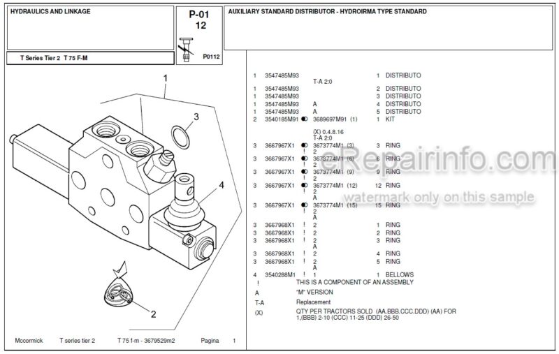 Photo 1 - McCormick T75 Parts Catalog Tractor
