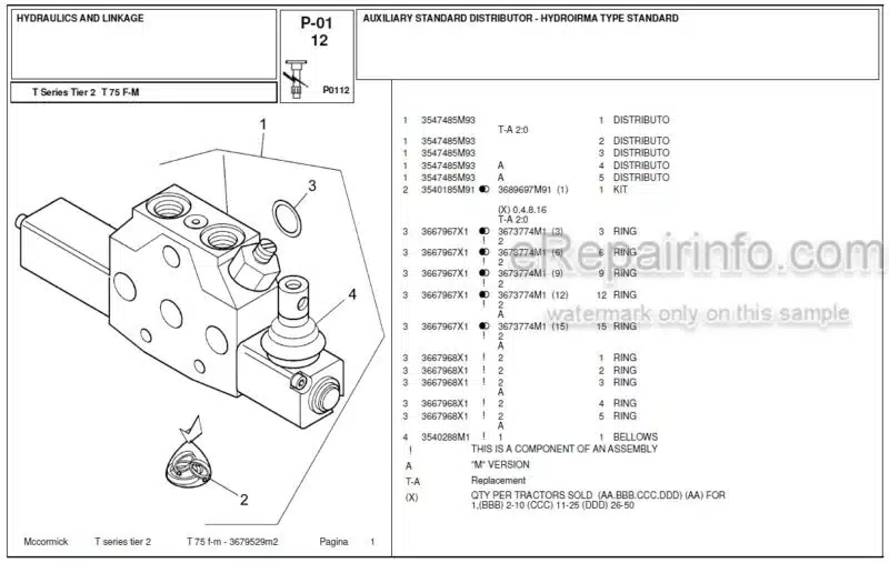Photo 1 - McCormick T75 Parts Catalog Tractor
