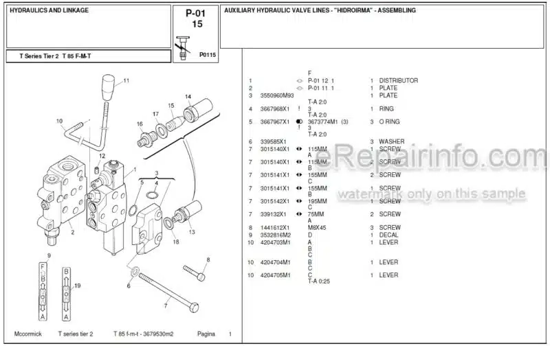 Photo 1 - McCormick T85 Parts Catalog Tractor