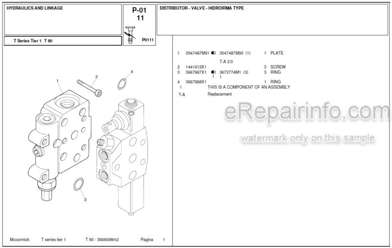 Photo 1 - McCormick T90 Parts Catalog Tractor