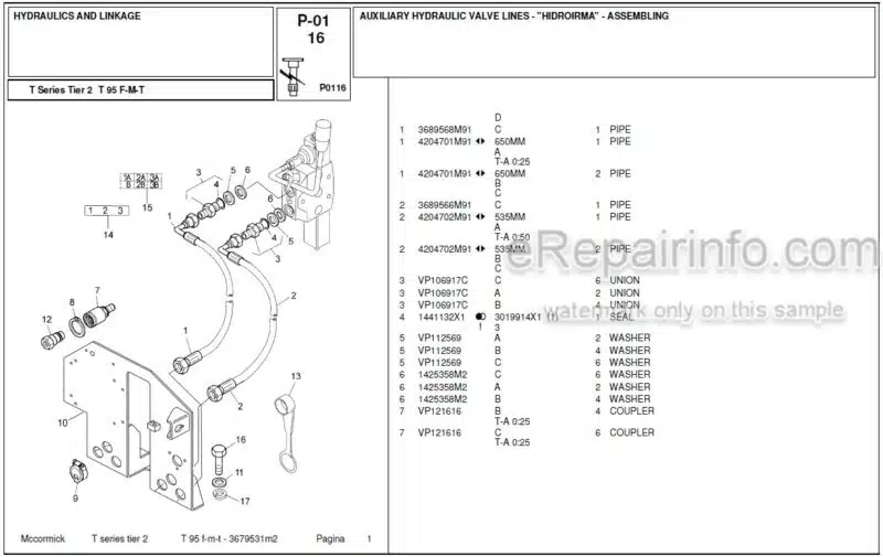 Photo 1 - McCormick T95 Parts Catalog Tractor