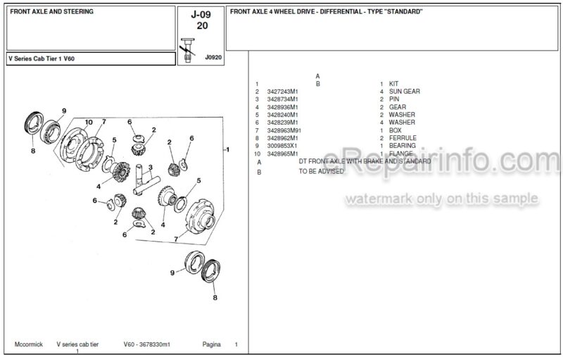Photo 1 - McCormick V60 Parts Catalog Tractor
