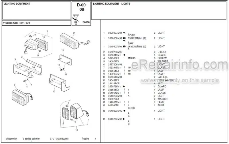 Photo 1 - McCormick V70 Parts Catalog Tractor