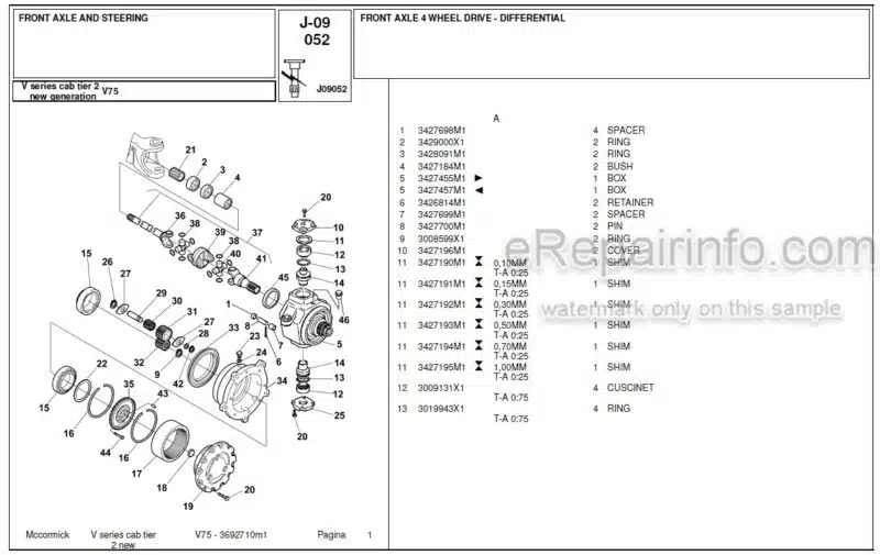 Photo 1 - McCormick V75 New Parts Catalog Tractor