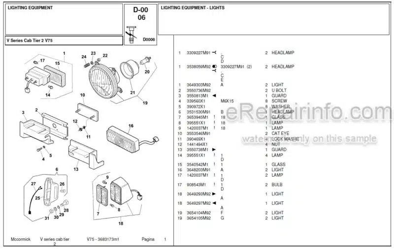 Photo 1 - McCormick V75 Parts Catalog Tractor