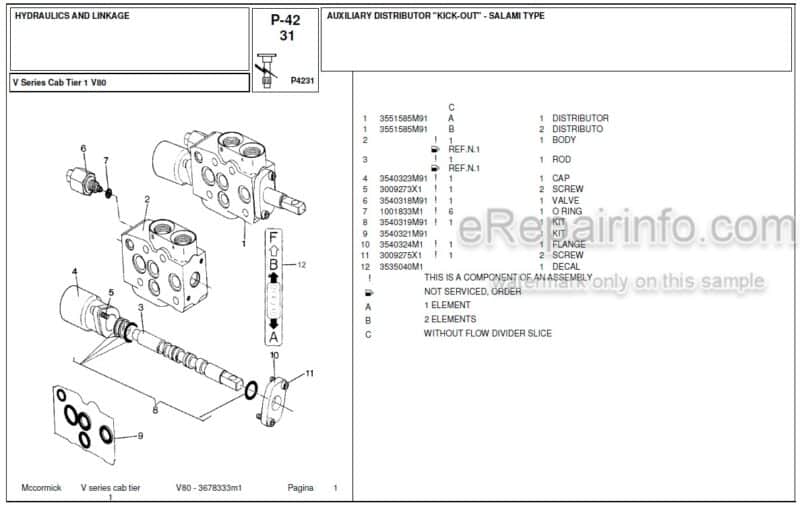 Photo 1 - McCormick V80 Parts Catalog Tractor