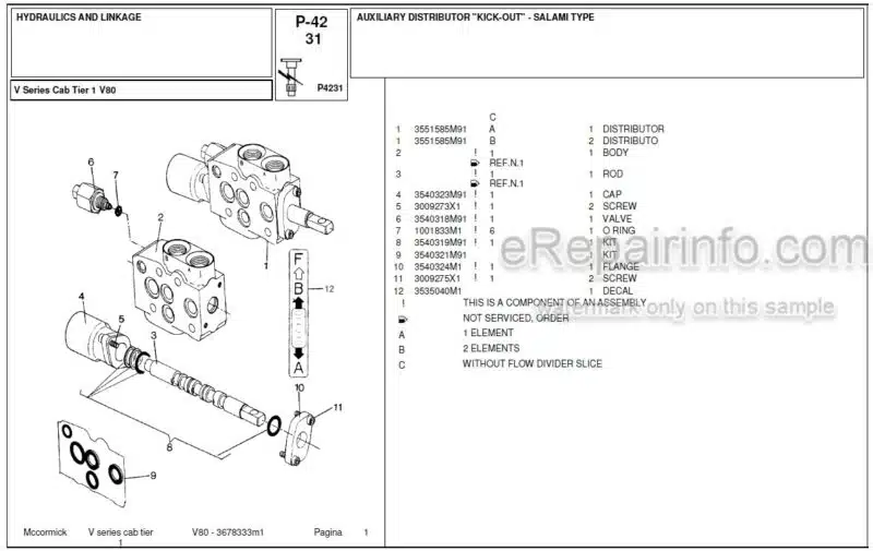 Photo 1 - McCormick V80 Parts Catalog Tractor