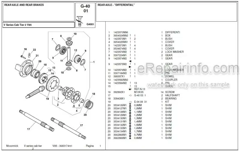 Photo 1 - McCormick V85 Parts Catalog Tractor