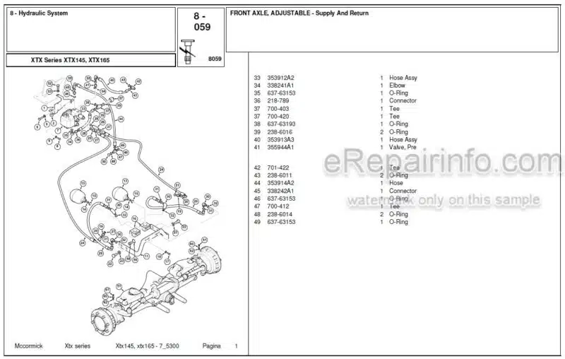 Photo 1 - McCormick XTX145 XTX165 Parts Catalog Tractor