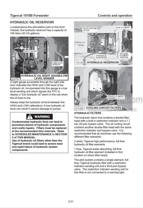 Photo 1 - Tigercat 1018B Operators Manual Forwarder 23179A