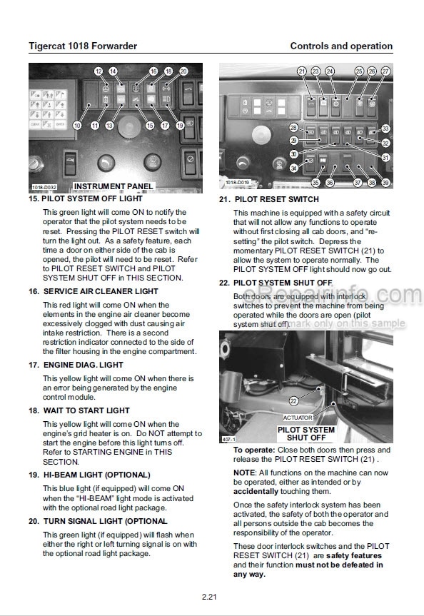 Photo 1 - Tigercat 1018 Operators Manual Forwarder 15913A