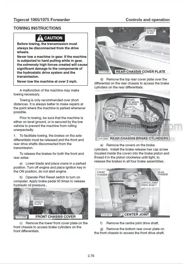 Photo 1 - Tigercat 1065 1075 Operators Manual Forwarder 25791A