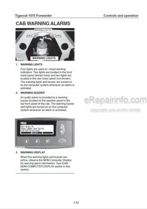 Photo 2 - Tigercat 1075 Operators Manual Forwarder 29769A