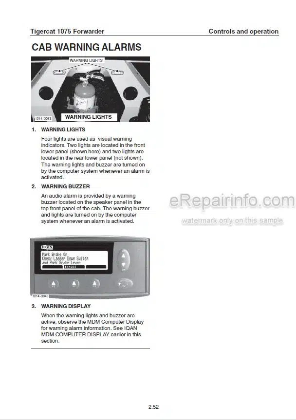 Photo 1 - Tigercat 1075 Operators Manual Forwarder 29769A