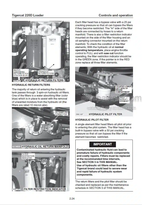 Photo 1 - Tigercat 220D Operators Manual Loader 33587A