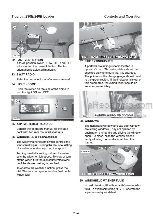 Photo 1 - Tigercat 230B 240B Operators Manual Loader 13040A