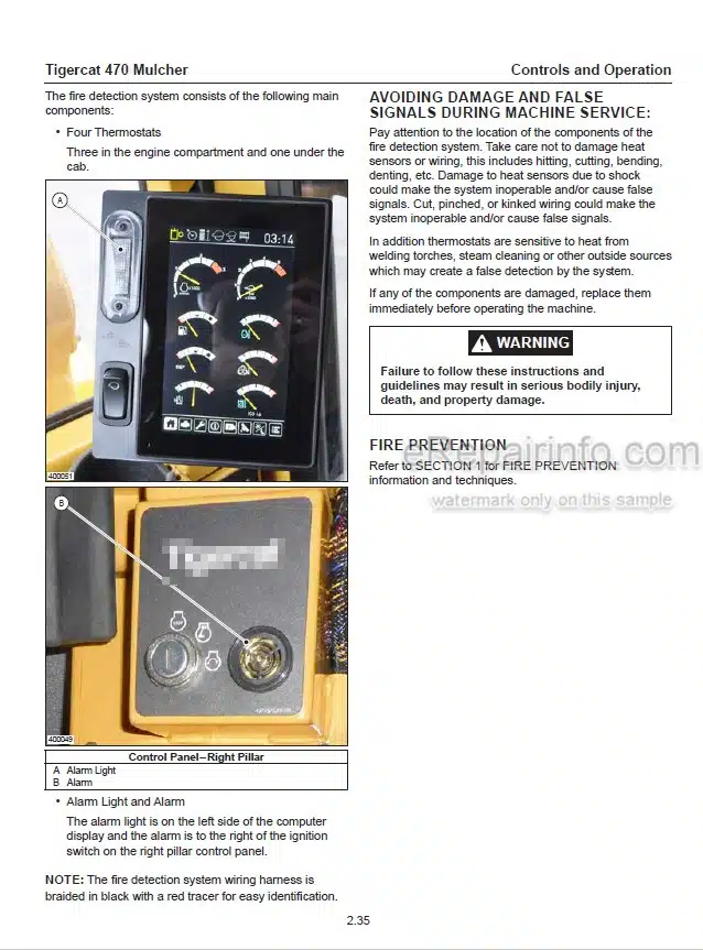Photo 1 - Tigercat 470 Operators Manual Mulcher 55990AENG