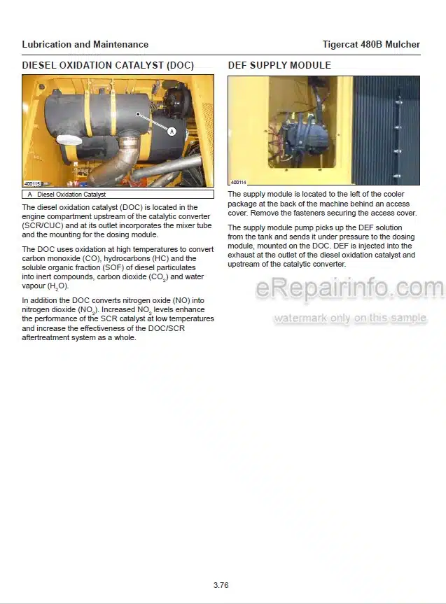 Photo 1 - Tigercat 480B Service Manual Mulcher 49610AENG