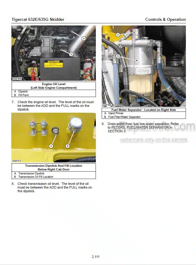 Photo 1 - Tigercat 632E 635G Operators Manual Skidder 47996AENG