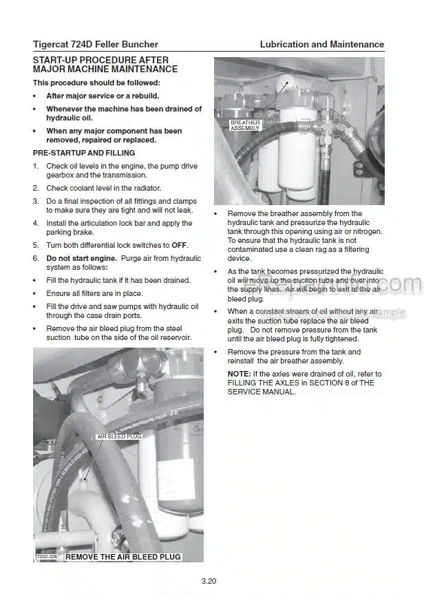 Photo 1 - Tigercat 724D Operators Manual Feller Buncher 17399A 24669A