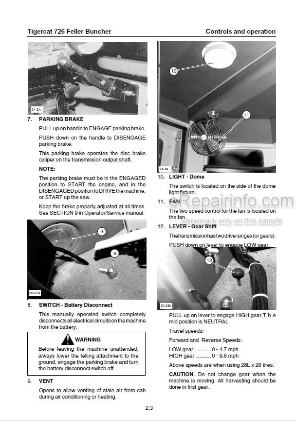 Photo 1 - Tigercat 726 Operators Manual Feller Buncher 4323A