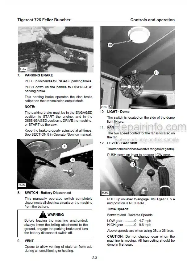 Photo 1 - Tigercat 726 Operators Manual Feller Buncher 4323A