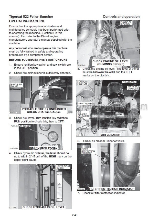 Photo 1 - Tigercat 822 Operators Manual Feller Buncher 18869A 24544A