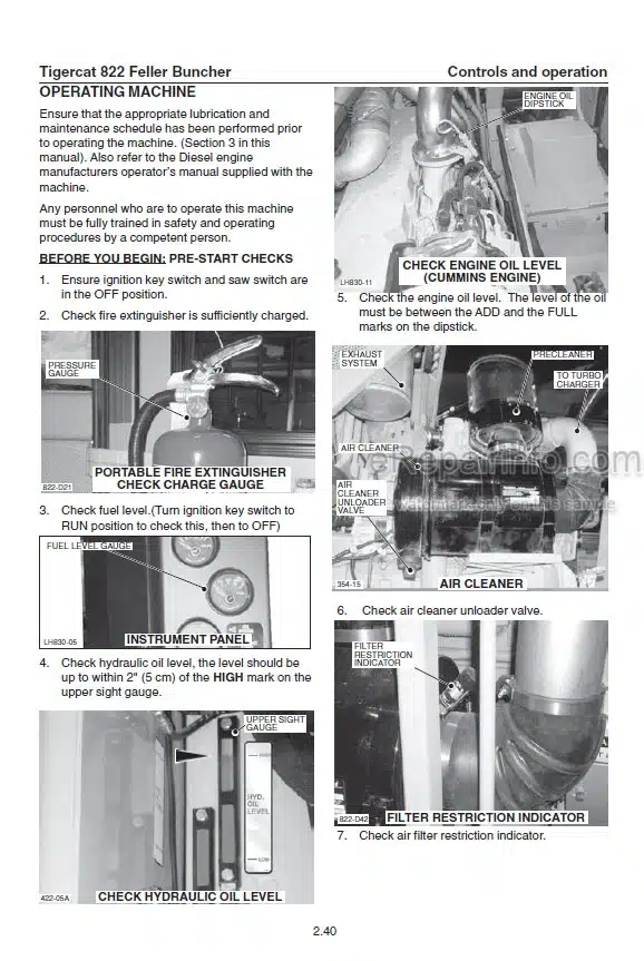 Photo 1 - Tigercat 822 Operators Manual Feller Buncher 18869A 24544A