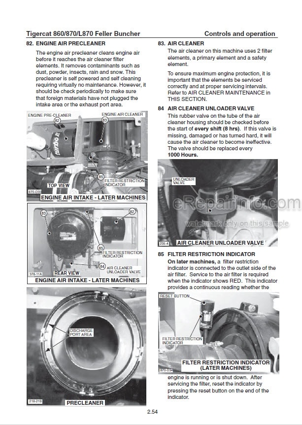 Photo 1 - Tigercat 860 870 L870 Operators Manual Feller Buncher 9049A