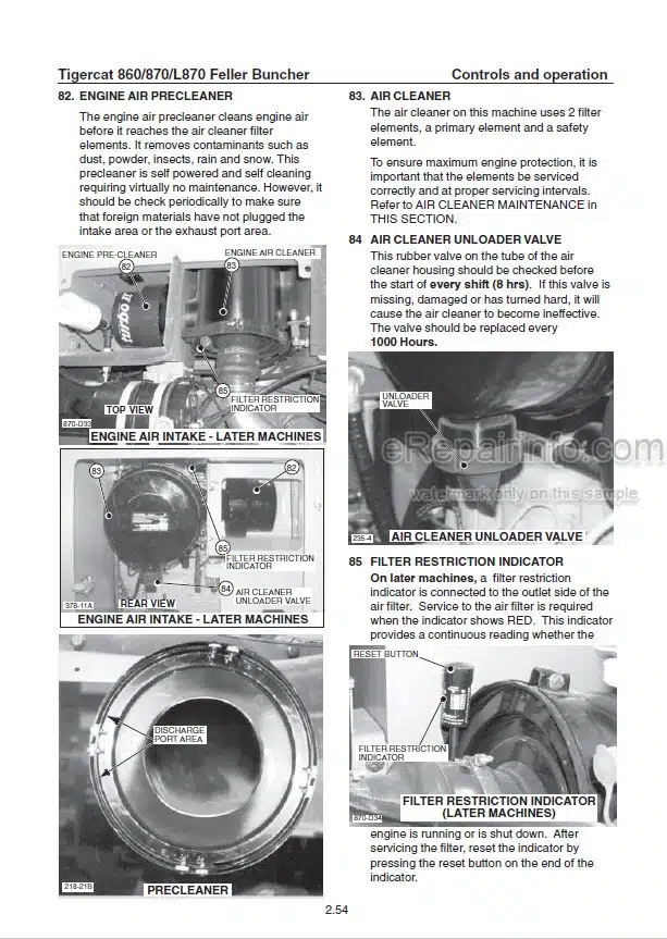 Photo 1 - Tigercat 860 870 L870 Operators Manual Feller Buncher 9049A