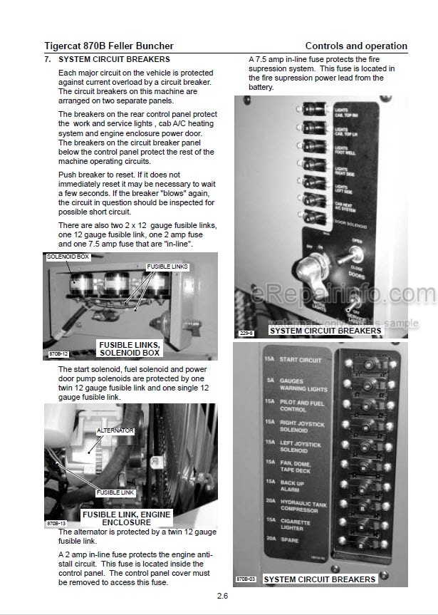 Photo 1 - Tigercat 870B Operators Manual Feller Buncher 18875A