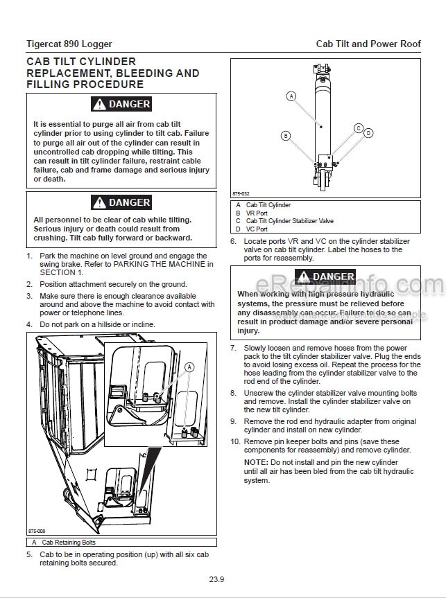 Photo 1 - Tigercat 890 Service Manual Logger 54278AENG