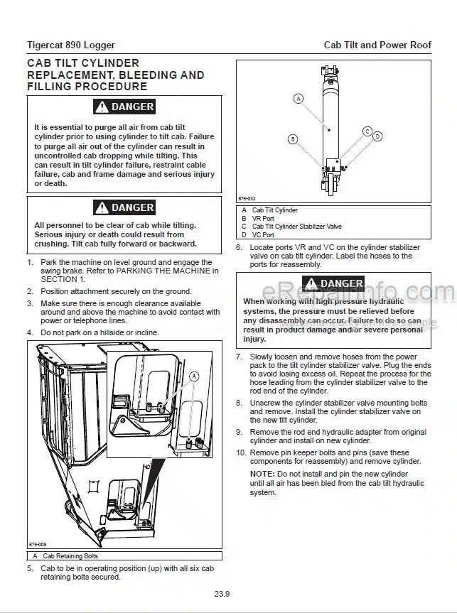 Photo 1 - Tigercat 890 Service Manual Logger 54278AENG