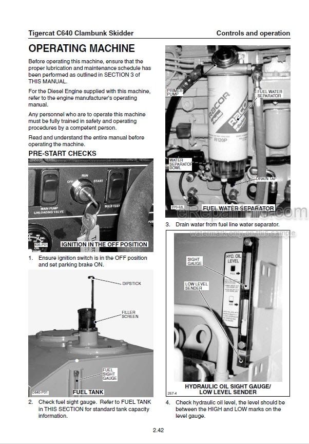 Photo 1 - Tigercat C640 Operators Manual Clambunk Skidder 11333A