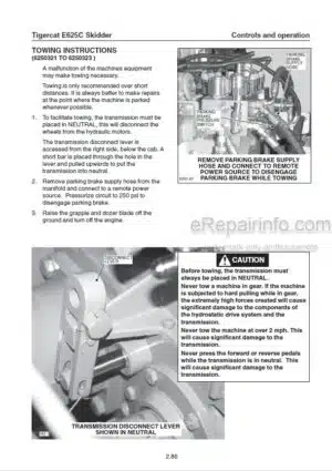 Photo 1 - Tigercat E625C Operators Manual Skidder 32476A