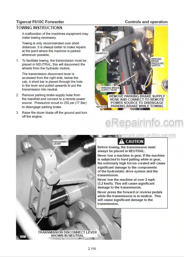 Photo 1 - Tigercat F610C Operators Manual Forwarder 36306A