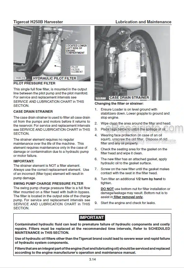 Photo 1 - Tigercat H250B Operators Manual Harvester 31774A
