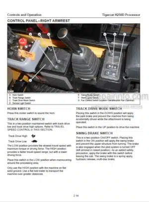 Photo 2 - Tigercat H250D Operators Manual Processor 66005AENG