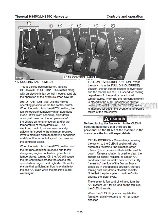 Photo 1 - Tigercat H845C LH845C Operators Manual Harvester 32268AENG