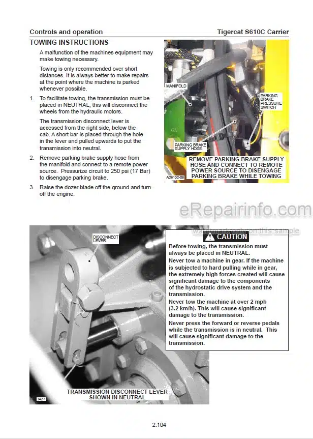 Photo 1 - Tigercat S610C Operators Manual Carrier 36309A