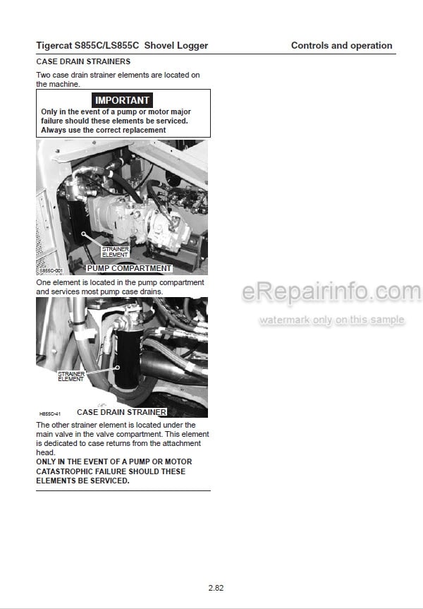 Photo 1 - Tigercat S855C LS855C Operators Manual Shovel Logger 33046A