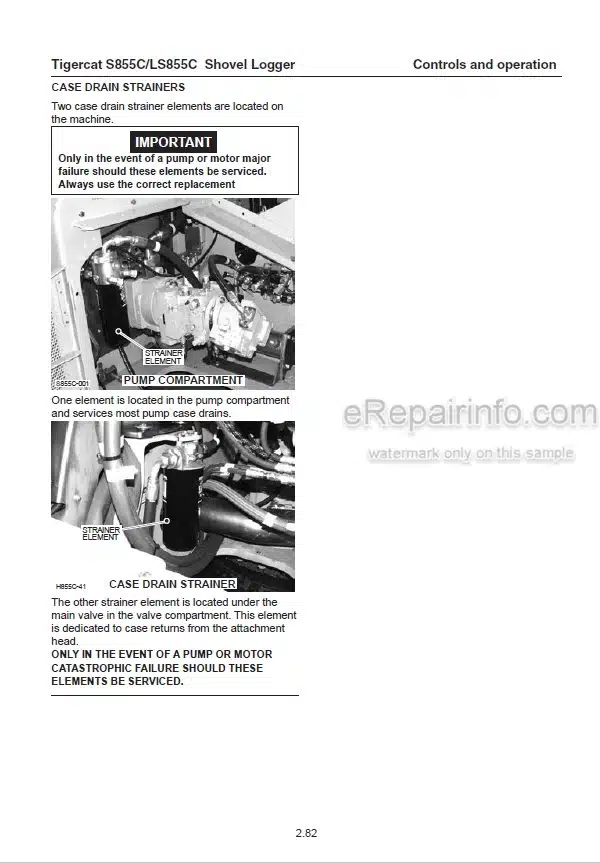 Photo 1 - Tigercat S855C LS855C Operators Manual Shovel Logger 33046A