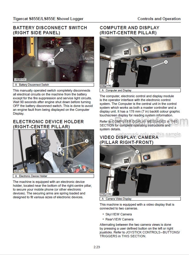 Photo 1 - Tigercat S855E LS855E Operators Manual Shovel Logger 51128AENG
