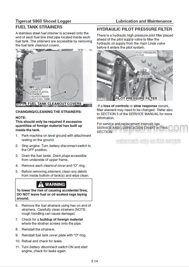 Photo 1 - Tigercat S860 Operators Manual Shovel Logger 25026A