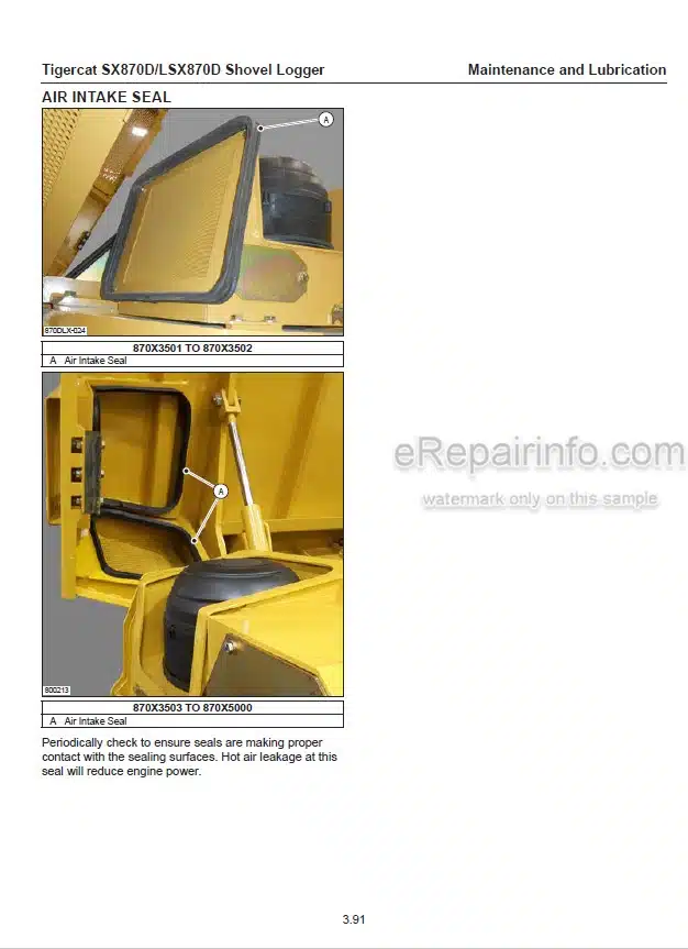 Photo 1 - Tigercat SX870D LSX870D Operators Manual Shovel Logger 64944AENG