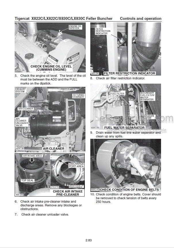 Photo 1 - Tigercat X822C LX822C X830C LX830C Operators Manual Feller Buncher 29528A
