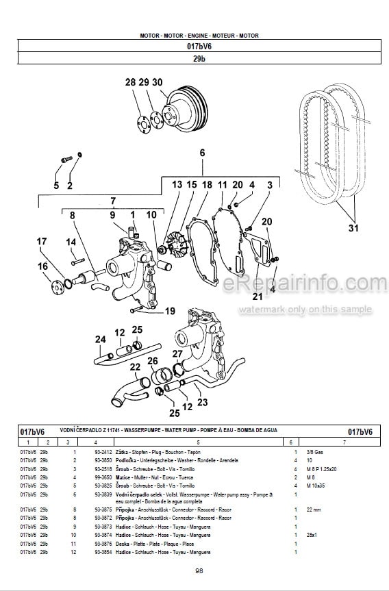 Photo 1 - Zetor 8641 9641 10641 11441 11741 Forterra Turbo Spare Parts Catalog Tractor 22.22.12.381