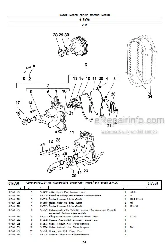 Photo 1 - Zetor 8641 9641 10641 11441 11741 Forterra Turbo Spare Parts Catalog Tractor 22.22.12.381