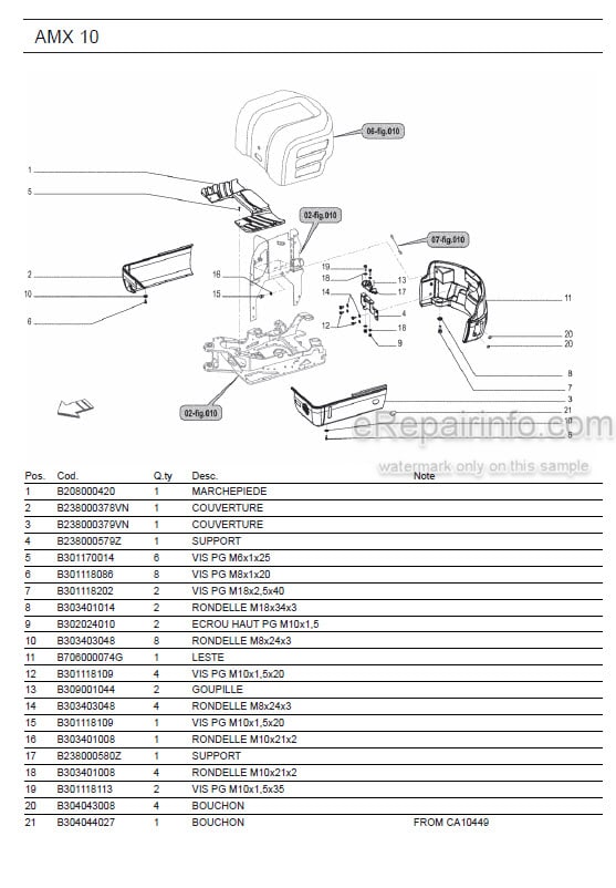 Photo 1 - Ammann AMX10 Parts Catalog Mini Excavator GER